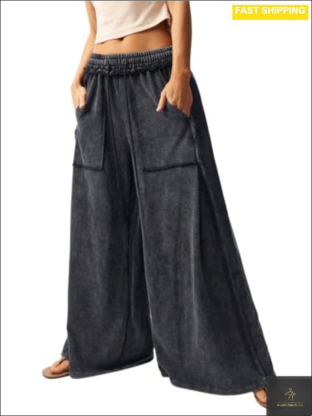 Wide Leg Baggy Drawstring Sweatpants Colorblock Flowy Workout Pants